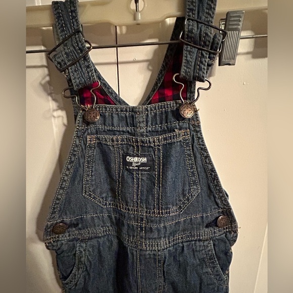 Oshkosh B’Gosh Kids Toddlers Denim Overalls Flannel Lined size 2T - Picture 3 of 11